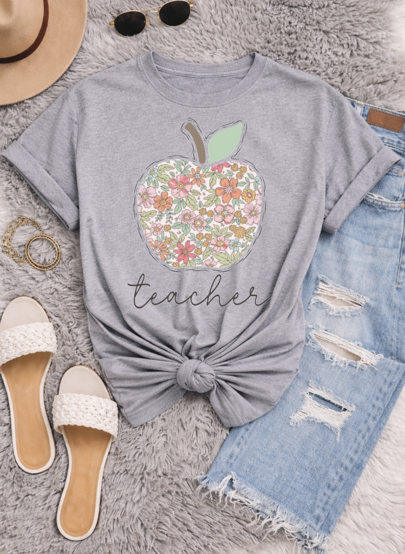 Floral Apple Teacher Sweatshirts & T-Shirts