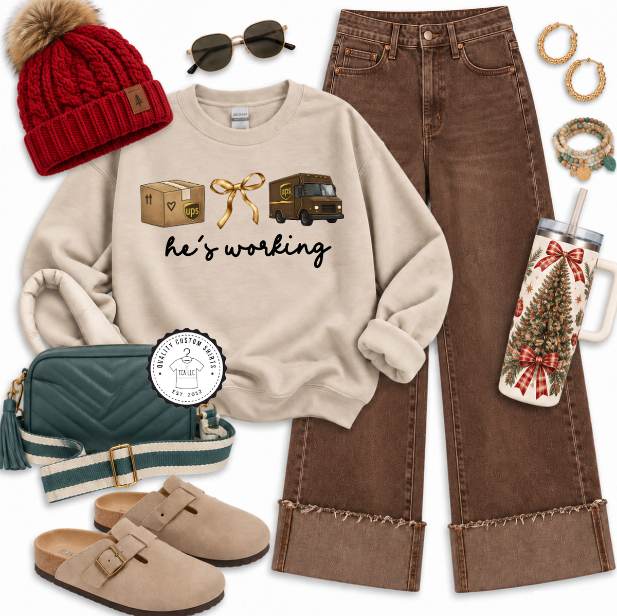 He's Working - UPS  Sweatshirt & T-Shirt