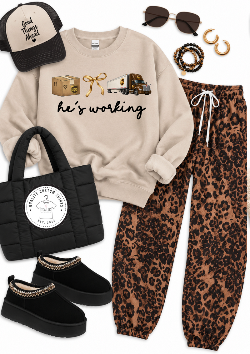 He's Working - UPS Feeder Sweatshirt & T-Shirt