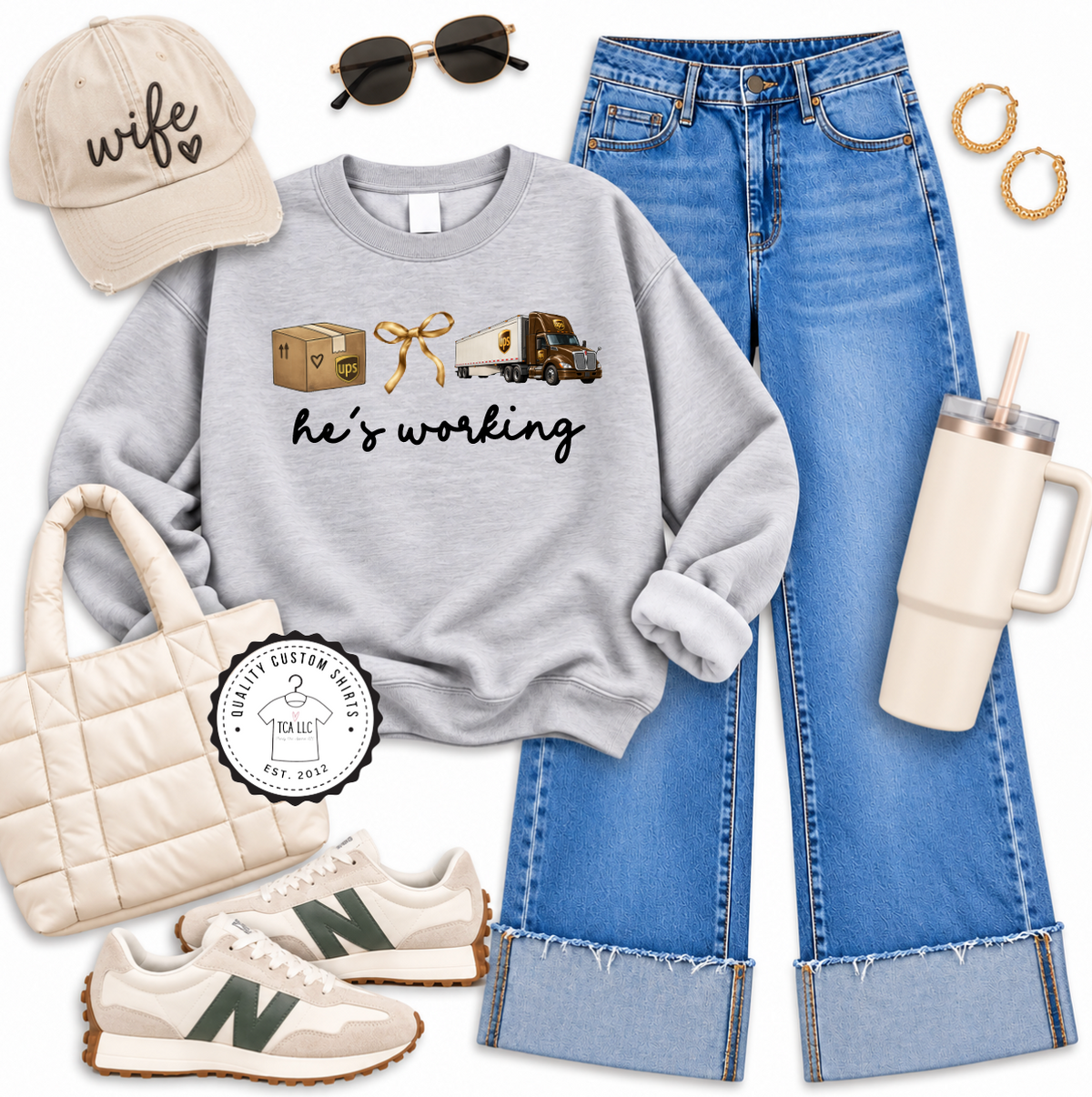 He's Working - UPS Feeder Sweatshirt & T-Shirt