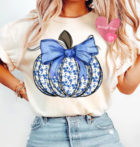 Blue Floral Pumpkin Tees & Sweatshirts