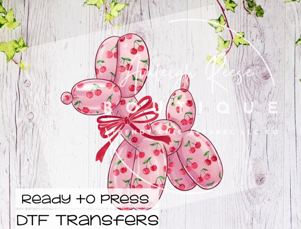 Cherry Balloon Dog DTF Transfer