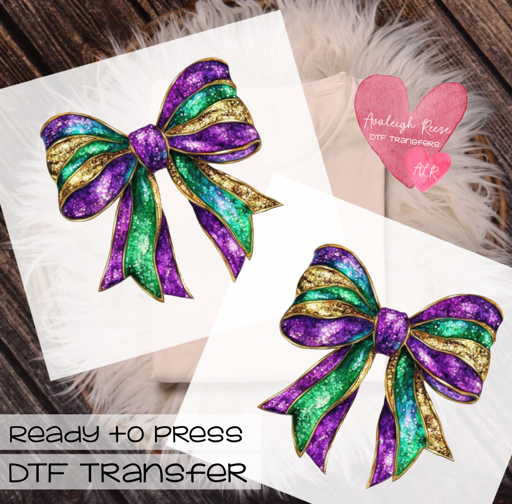 Mardi Gras Bow DTF Transfer