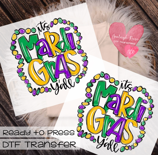 Mardi Gras Ya'll DTF Transfer