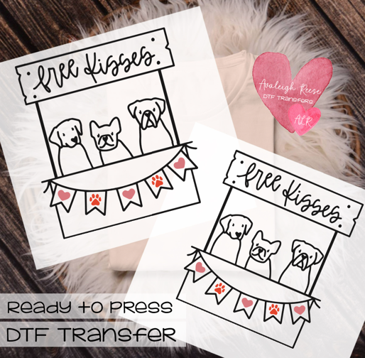 Free Kisses Puppy Booth DTF Transfer