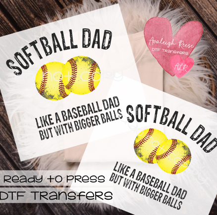 Softball Dad DTF Transfer