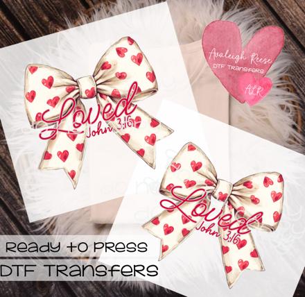 Valentine Bow Loved DTF Transfer