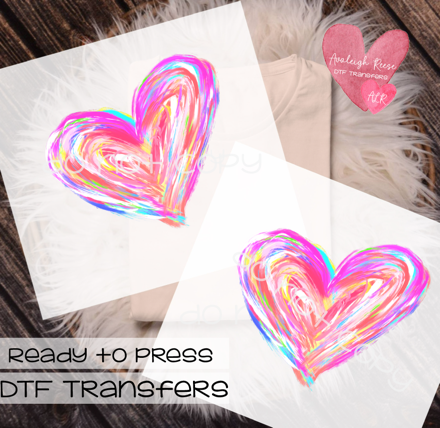 Colorful Heart DTF Transfer