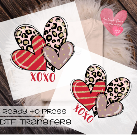 Heart Trio XOXO DTF Transfer