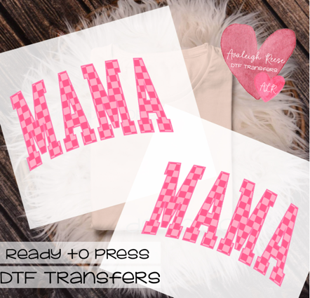 Mama Pink Checkered DTF Transfer