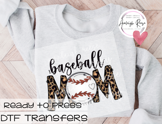 Baseball Mom Leopard DTF Transfer