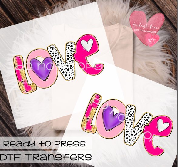 Brushstroke Love - Doodle letters DTF Transfer