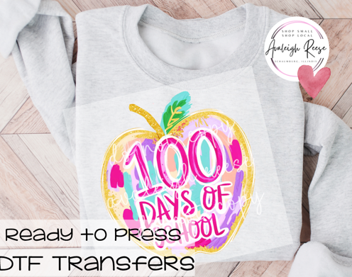 100 Days Brushstroke Apple DTF Transfer