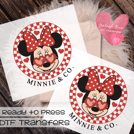 Mickey & Co. Minnie Checkered Valentine DTF Transfer