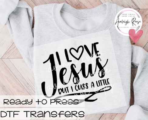 I Love Jesus But I Cuss a Little DTF Transfer