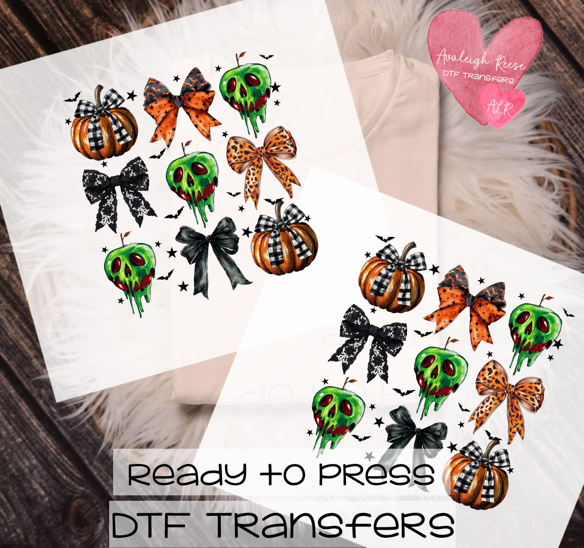 Halloween Skull Apple Coquette Transfer