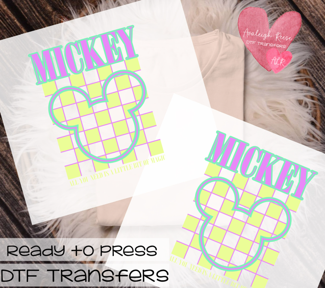 Neon Mickey Checkered Transfer