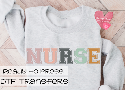 Nurse Block Letters DTF Transfer