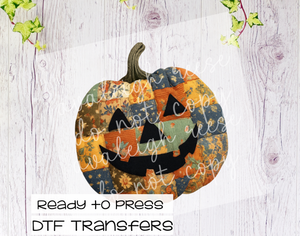 Quilt Patterned Pumpkin Transfer