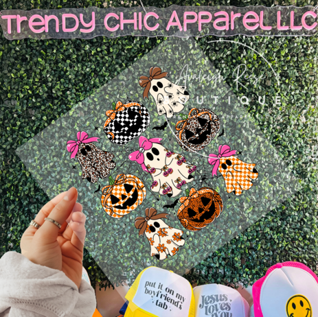 Ghost Pumpkin Pattern Coquette  DTF Transfer