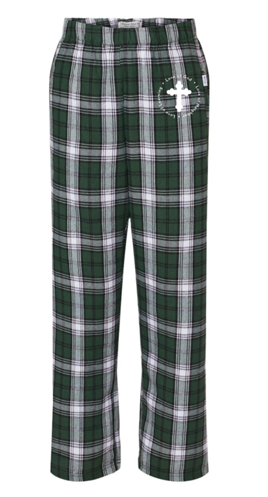 Green Flannel Pants - Love of God Love of Neighbor Love of Learning