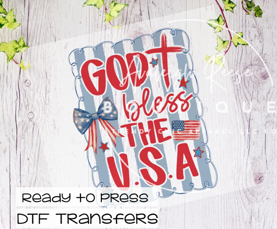 God Bless the USA DTF Transfer