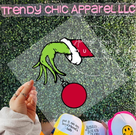 Grinch Hand with Ornament  DTF Transfer