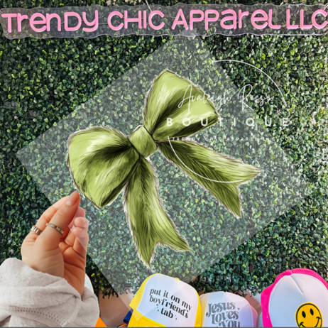 Green Bow Tree DTF Transfer