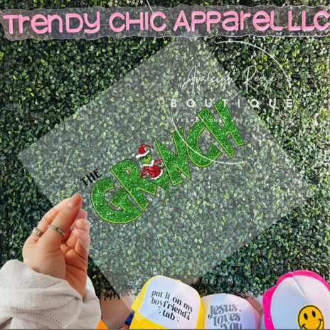 The Grinch Faux Sparkle DTF Transfer