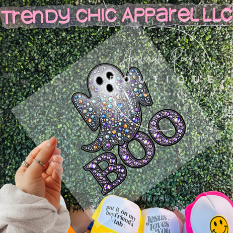 Boo Faux Rhinestone DTF Transfer