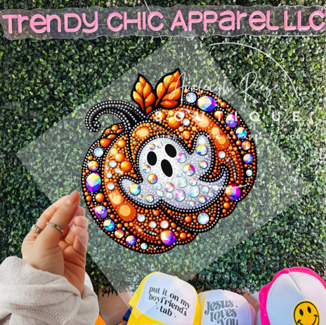 Faux Rhinestone Pumpkin DTF Transfer