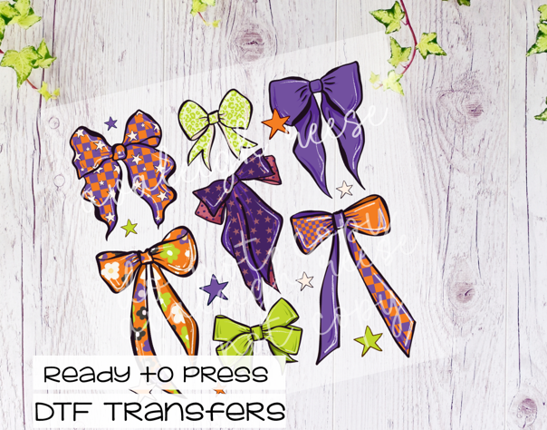 Purple & Green Bows Transfer