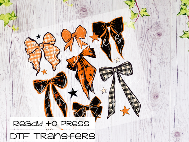 Orange & Black Bows Transfer