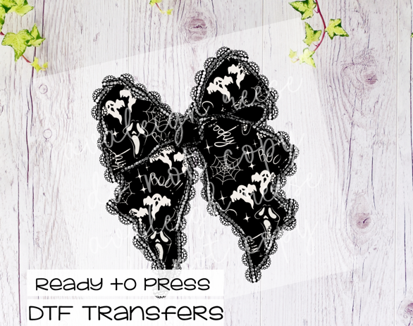 Spooky Black Bow Transfer