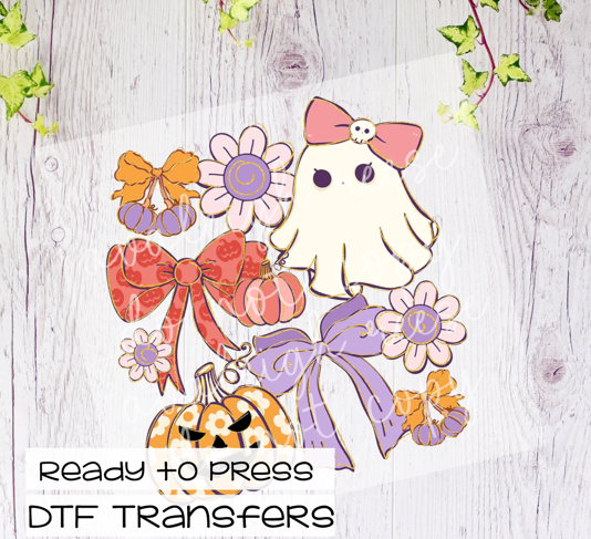 Ghost Pumpkin Bow Collage  Transfer