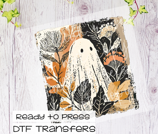 Vintage Ghost Floral Transfer