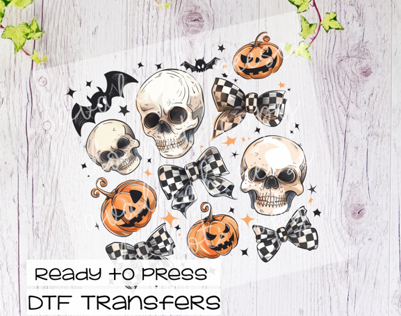 Skull Pumpkin Coquette Transfer