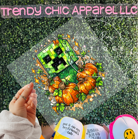 Mine Craft with Pumpkins DTF Transfer