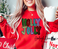 Holly Jolly Sequins Patch Sweatshirt or Tee