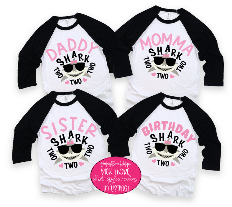 Birthday Shark Tees - Fourth Birthday Shirts - Birthday Baby Shark Raglan - Shark Birthday Shirts