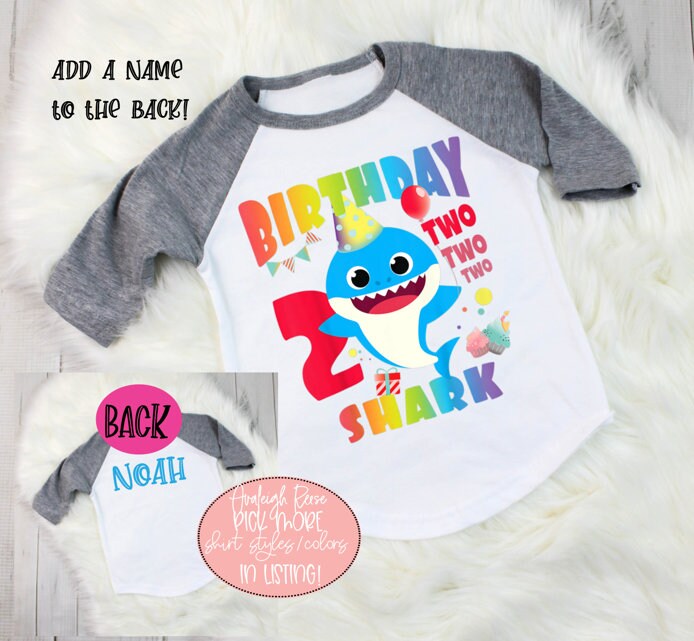 Birthday Shark Tees - Second Birthday Shirts - Birthday Baby Shark Raglan - Shark Birthday Shirts