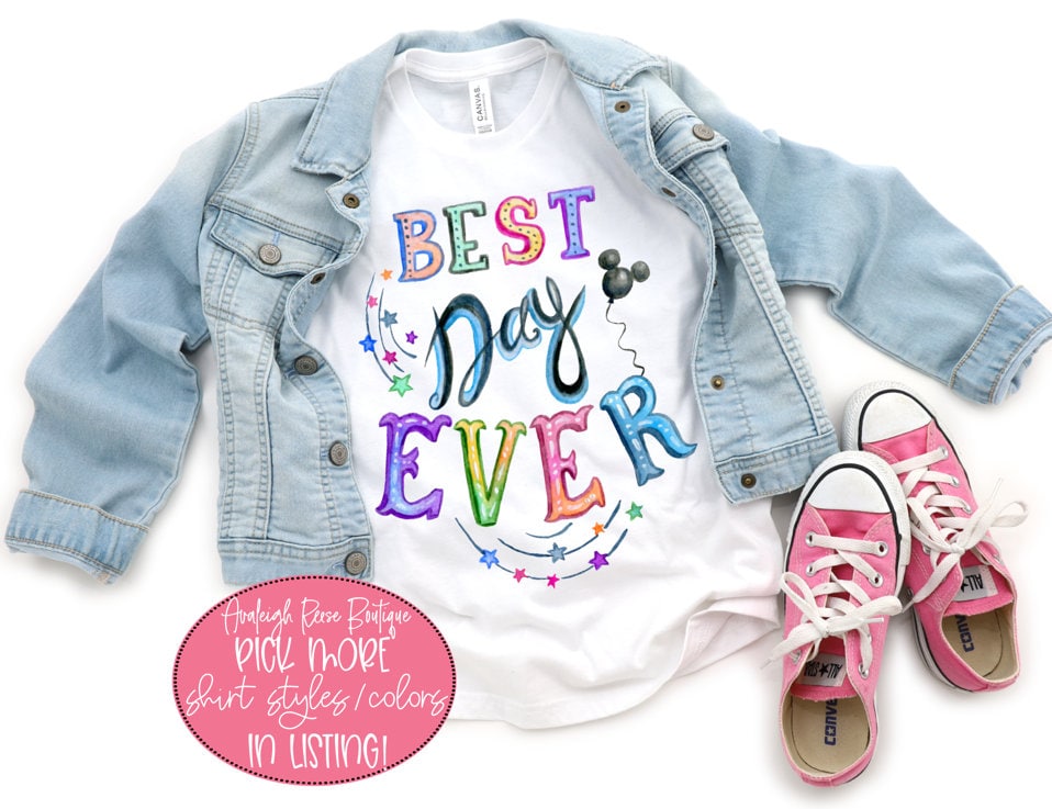 Disney Best Day Ever Face - Watercolor Disney Shirts  - Disney Family Shirts