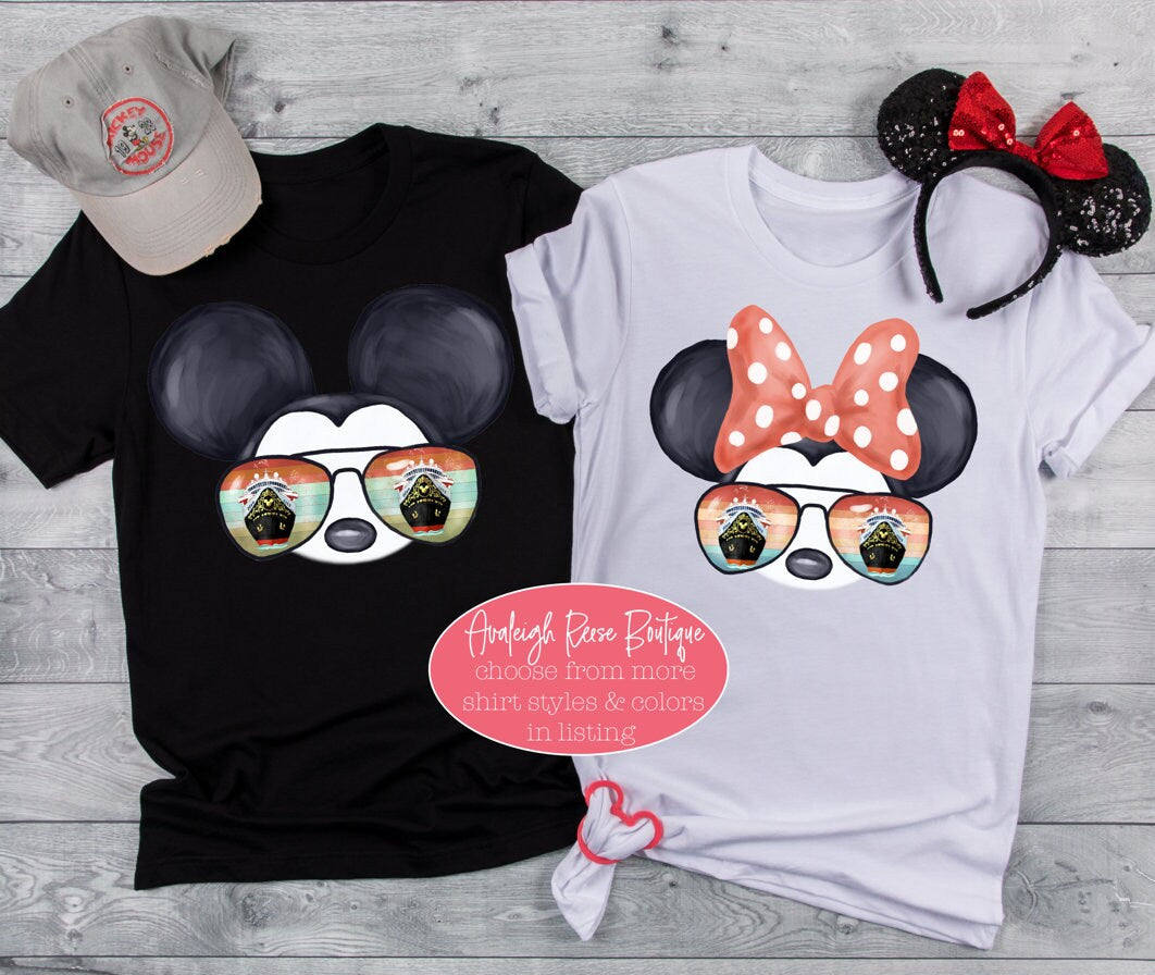 Retro Mickey and Minnie Face - Mickey Ears Shirt  - Disney Cruise Family Shirts - Disney Cruise Ship Minnie Ears