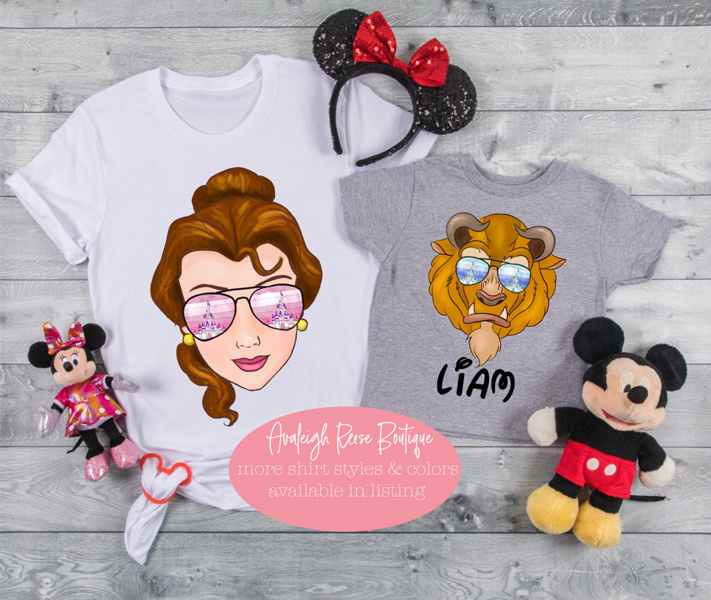 Beauty and the Beast Character Face - Princess Disney Shirt  - Disney Family Shirts