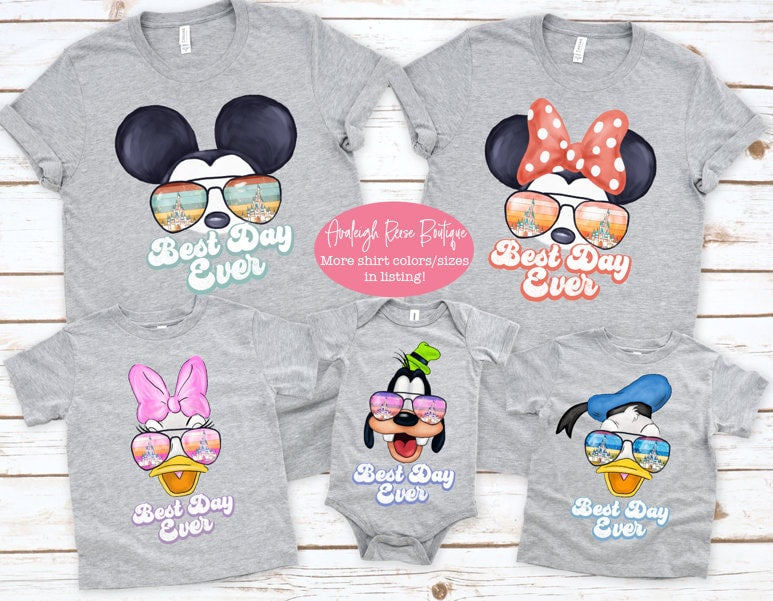 Retro Mickey Face best Day Ever - Watercolor Disney Shirts  - Disney Family Shirts - Retro Pluto face  Best Day Ever Disney Shirts