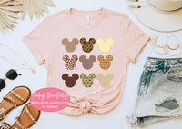 Leopard Mickey Ears -Animal Cheetah Leopard Print Ears Safari Shirts