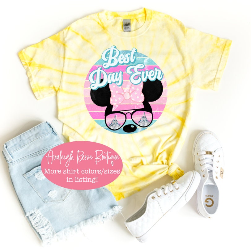 Minnie Mouse Retro Tie Dye   - Retro Disney Character Shirts  - Disney Family Shirts - Group Shirts - Minnie Best Day Ever