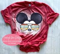 Retro Mickey Disney Shirts  Family Unisex Bleached Tees  Mickey Sunglasses T-Shirt