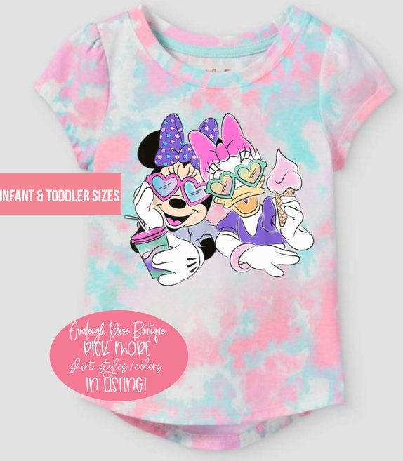 Infant and Toddler Retro Minnie and Daisy Face - Best Friends Minnie and Daisy Shirt  - Disney Tie Dye Shirts