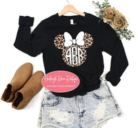 Minnie Leopard Monogram Shirt Disney Monogram Long Sleeve